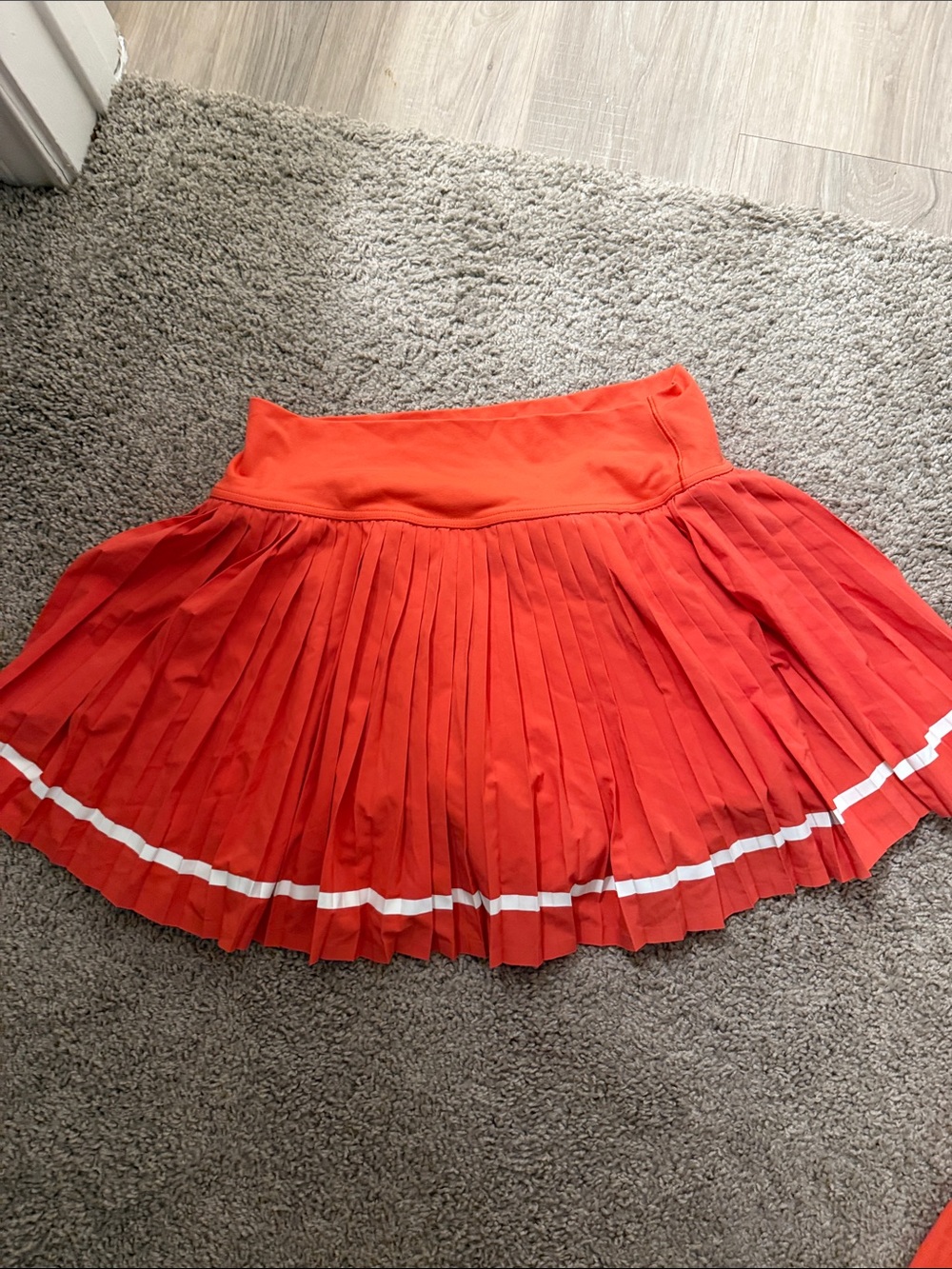 aerie orange/Red Pleated Circle Skirt with White Accent